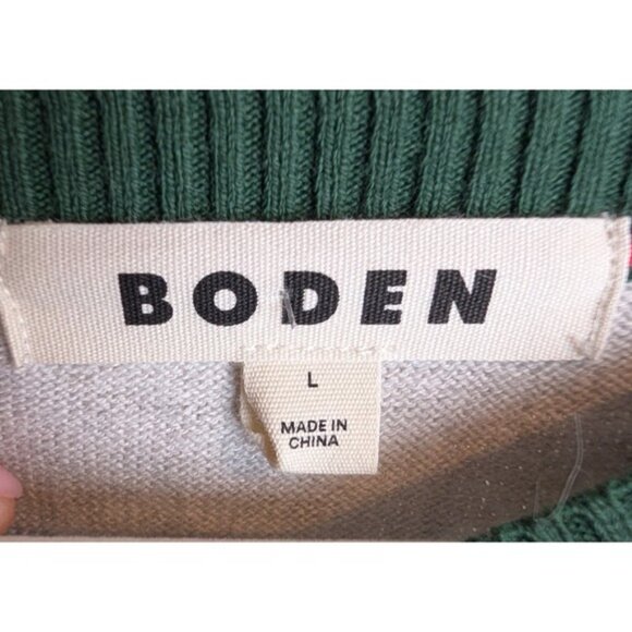 Boden Women Cashmere Blend Preppy Colorblock Meg Saddle Sleeve Jumper Large Grey - Picture 7 of 10